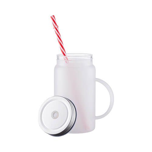 Kubek Mason Jar 500 ml ze słomką do sublimacji - mrożone szkło na Arena.pl