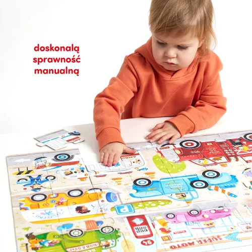 Moto puzzle 40 elementów. Auta na Arena.pl