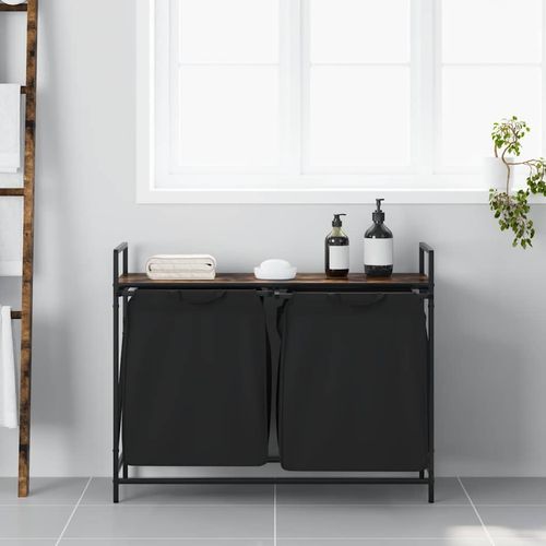 Kosz na pranie 2 przegrody z półką, przydymiony dąb na Arena.pl