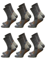 Zestaw 6-par: Skarpetki termofrotte trekkingowe szare moro bawełna czesana termoaktywne 39-41
