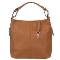 VERA PELLE torebka skórzana elegancka worek z paskiem V566 camel