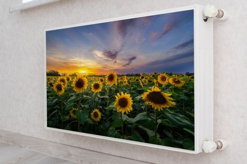 MAGNETYCZNA Mata Grzejnika Pole Słoneczników Zachód SŁOŃCA 80cm x 60cm na Arena.pl