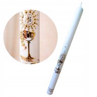 Świeca komunijna złota do Pierwszej Komunii Świętej zdobiona gromnica