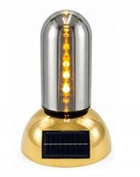 Lampion 7&7 solarny lustrzany szklana tuba 22 cm efekt płomienia 3d złoty