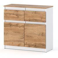 Komoda Oleksa Plus 80cm 2 Szuflady Nowoczesna Szafka Rtv Biała Dąb Wotan