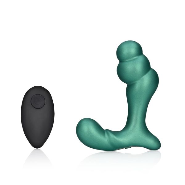 Stacked Vibrating Prostate Massager with Remote Control - Metallic Green zdjęcie 1