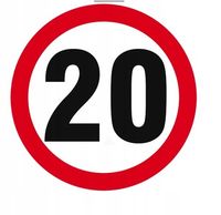 ZNAK DROGOWY Naklejka Ograniczenie 20 km b33 40cm
