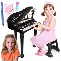PIANINKO DLA DZIECI EDUKACYJNE ORGANKI NAUKA GRY MIKROFON PIANINO + TABORET