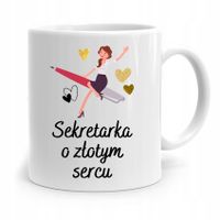 Kubek Prezent Dla Sekretarki O Złotym Sercu Z Nadrukiem Ze Zdjęciem