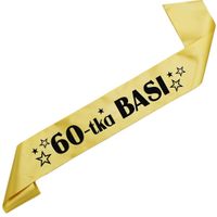 60-tka z gwiazdkami + imię - złota szarfa z czarnym nadrukiem