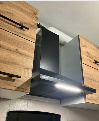 CZARNY POCHŁANIACZ OKAP KUCHENNY KOMINOWY ŚCIENNY MAAN MIX 50 CM FILTR LED na Arena.pl