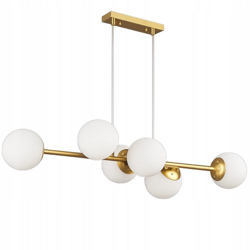 Lampa Wisząca Sufitowa Złota Żyrandol Białe Kule 6x LED E27 na Arena.pl