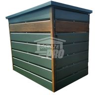 Wiata śmietnikowa spad tył 1,3x2m zielona + drewno Schowek GP291