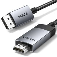 kabel przewód displayport - hdmi 4k 60hz w oplocie 1m szary