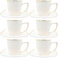 Serwis kawowy zestaw filiżanek ze spodkiem 240 ml 6+6 porcelanowy komplet