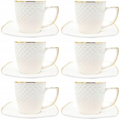 Serwis kawowy zestaw filiżanek ze spodkiem 240 ml 6+6 porcelanowy na Arena.pl