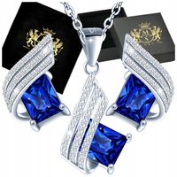 Komplet Biżuterii Srebrny Srebro 925 Kolczyki i Naszyjnik Prezent Cyrkonie