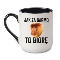 KUBEK "JAK ZA DARMO TO BIORĘ" Wzór - Elegant Coffee Czarny 330 ml