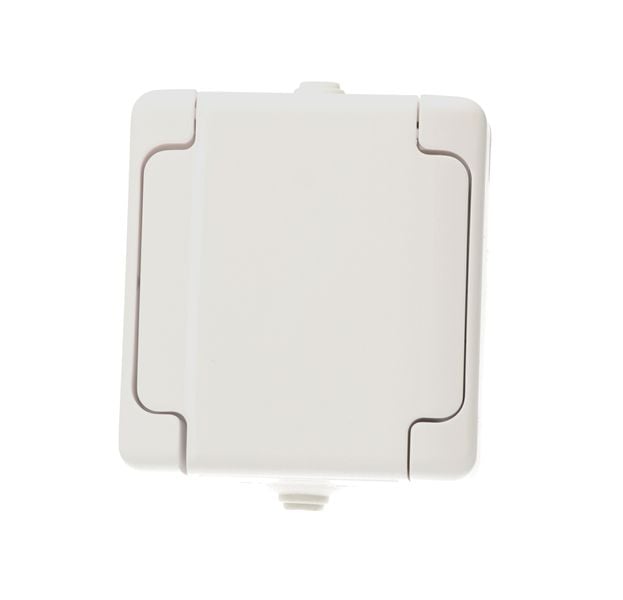 Bryza gniazdo pojedyńcze z klapką biała 1804-32 biały IP44 Kos zdjęcie 1