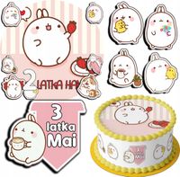ZESTAW OPŁATEK NA TORT 20CM + 17 POSTACI - MOLANG + IMIĘ 15CM 18CM