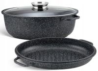 BRYTFANNA GĘSIARKA Patelnia GRILLOWA 3w1 Brytfanka MARMUROWA 38cm 8L 7659