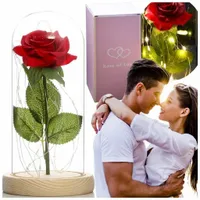 PIĘKNA SZTUCZNA WIECZNA RÓŻA W KOPULE SZKLANEJ PREZENT NA DZIEŃ KOBIET