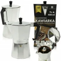 KAWIARKA ALUMINIOWA ZAPARZACZ DO KAWY KAFIETERKA WŁOSKA MOKA NA 9 FILIŻANEK