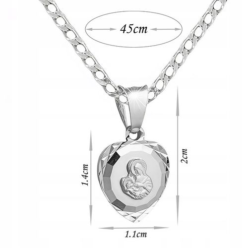 Srebrny łańcuszek pancerka 45 cm i medalik Matka Boska Komunijny na Chrzest na Arena.pl
