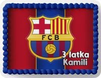 PROSTOKĄTNY OPŁATEK NA TORT A4 20x29CM - FC BARCELONA + IMIĘ