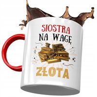 Kubek Czerwony Dla Siostry Na Urodziny Na Prezent Z Nadrukiem Ze Zdjęciem