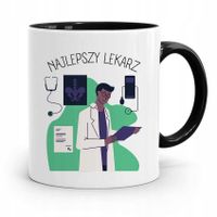 Kubek Czarny Prezent Dla Doktora Najlepszy Lekarz Z Nadrukiem Ze Zdjęciem
