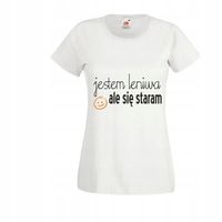 KOSZULKA TOP T-shirt z napisem JESTEM LENIWA