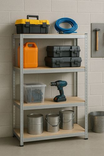 REGAŁ METALOWY MAGAZYNOWY 150x75x30cm 4 PÓŁKI MDF 150kg 600kg DO na Arena.pl