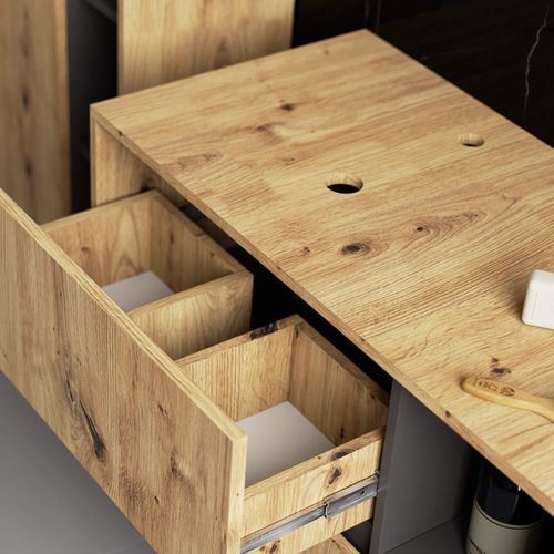 Szafka łazienkowa pod umywalkę z otworami VAMI 2 szuflady artisan szary na Arena.pl