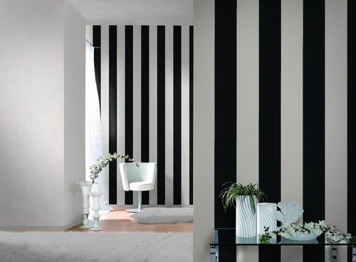 TAPETA WZÓR PASKI PASY BIAŁO CZARNE RASCH na Arena.pl