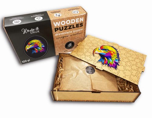 Puzzle Drewniane dla dzieci i Orzeł Eagle w pudełku drewnianym na Arena.pl