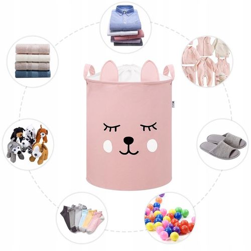 Kosz Pojemnik Na Zabawki Zamykany Ze Ściągaczem XL MIŚ RÓŻOWY SIPO BT035 na Arena.pl