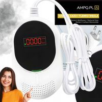 Czujnik Czadu Gazu Ziemnego Tlenku Węgla Detektor Czujka CERTYFIKOWANY LCD