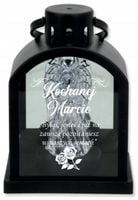 Latarenka LED znicz czarny z grawerem personalizowany Z IMIENIEM DEDYKACJĄ