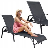 SKŁADANA LEŻANKA OGRODOWY REGULOWANE OPARCIE STAL FOTEL PLAŻOWY LEŻAK