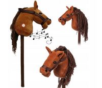 Głowa Konia na kiju Pluszowa z grzywą Dżwięk Horse