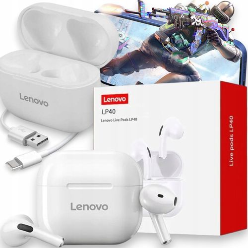 SŁUCHAWKI BEZPRZEWODOWE LENOVO LP40 z MIKROFONEM TWS ORYGINALNE STACJA PRO na Arena.pl