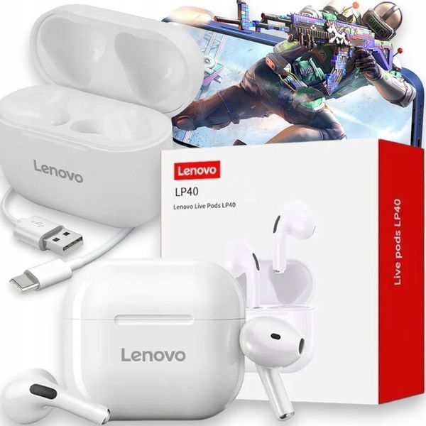 SŁUCHAWKI BEZPRZEWODOWE LENOVO LP40 z MIKROFONEM TWS ORYGINALNE STACJA PRO zdjęcie 9