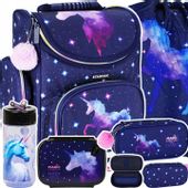 TORNISTER ERGONOMICZNY SZKOLNY DLA DZIEWCZYNKI UNICORN PIÓRNIK BIDON WOREK
