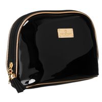 elegancka kosmetyczka damska z wodoodpornego materiału w czarnym kolorze