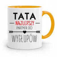 Kubek Żółty Prezent Dzień Ojca Najlepszy Partner Z Nadrukiem Ze Zdjęciem