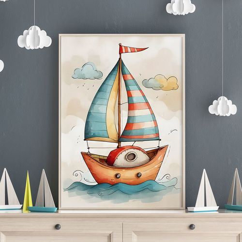 Plakat dla dziecka łódka statek 40x50 cm na Arena.pl