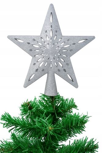 Gwiazda na choinkę LED srebrna brokatowa z projektorem płatki śniegu czubek na Arena.pl