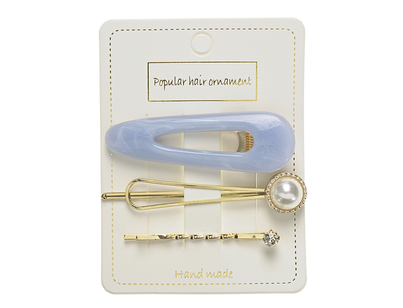 Komplet 3 spinek do włosów niebieska perłowa zdjęcie 1