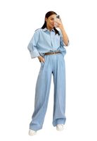 THODAMI Szerokie spodnie w paski z cienkiego denimu